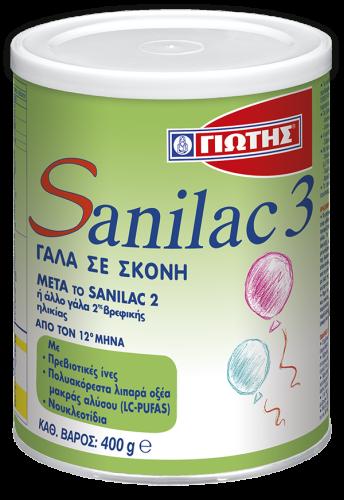 Γάλα 3ης Βρεφικής Ηλικίας σε Σκόνη Sanilac 3 Γιώτης (400 g)