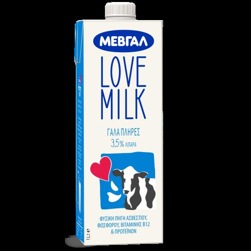 Γάλα Υψηλής Θερμικής Επεξεργασίας 3,5% λιπαρά Love Milk Μεβγάλ (1 lt)