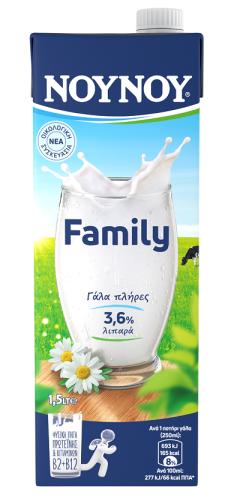 Γάλα Υψηλής Θερμικής Επεξεργασίας Family 3,6% λιπαρά ΝΟΥΝΟΥ (1,5lt)
