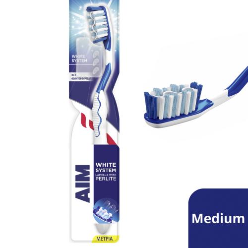Οδοντόβουρτσα White System Μέτρια Aim (1 τεμ)