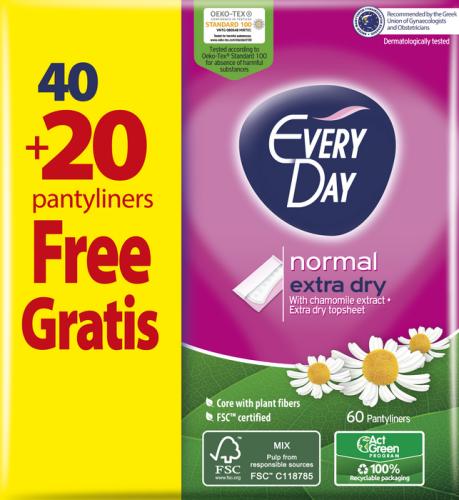 Σερβιετάκια Extra Dry Normal Everyday (40τεμ) + 20τεμ Δώρο