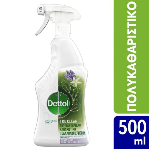 Αντιβακτηριδιακό Καθαριστικό Spray Πολλαπλών Χρήσεων Tru Clean Λεβάντα & Άνθη Πορτοκαλιάς Dettol (500ml)
