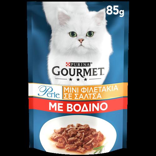 Τροφή για γάτες Φιλετάκια με Βοδινό Gourmet Perle (85g)