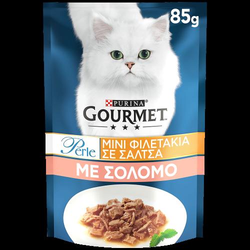 Τροφή για γάτες Φιλετάκια με Σολομό Gourmet Perle (85g)