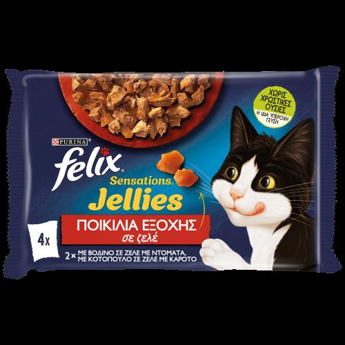 Τροφή για γάτες με Βοδινό Sensations Jellies Felix (4x85g)