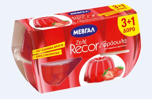Ζελέ Recor Φράουλα Μεβγάλ (4x128 gr) 3+1 Δώρο