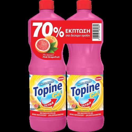 Χλωροκαθαριστικό Gel με Άρωμα Pink Grapefruit Topine (2x1250ml) το 2ο τεμ -70%
