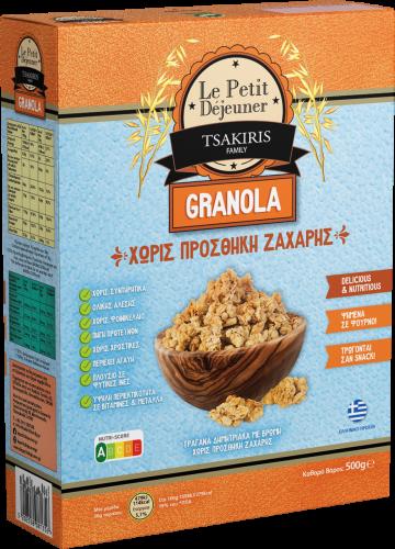 Δημητριακά Granola με Βρώμη Χωρίς Προσθήκη Ζάχαρης Le Petit Dejeuner Tsakiris Family (500g)