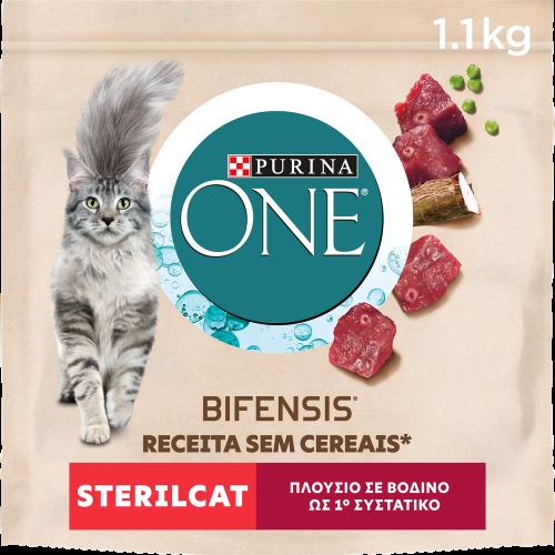Ξηρά Τροφή για στειρωμένες γάτες Βοδινό χωρίς Σιτηρά με Bifensis Purina One Sterilcat (1,1kg)