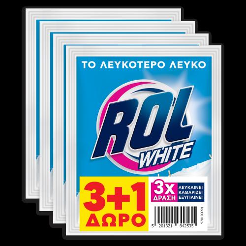 Yπερλευκαντικό πλυντηρίου ρούχων Rol white 50gr (3+1 δώρο)