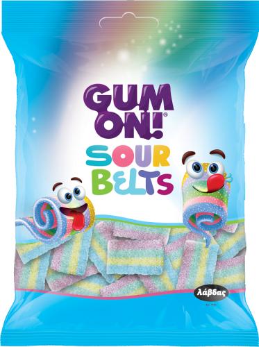 Ζελίνια Sour Belts Rainbow Gum On! (70g)