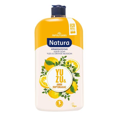Κρεμοσάπουνο Ανταλλάκτικο σε Μπουκάλι με Yuzu και Άνθη Πορτοκαλιάς Natura (900ml)