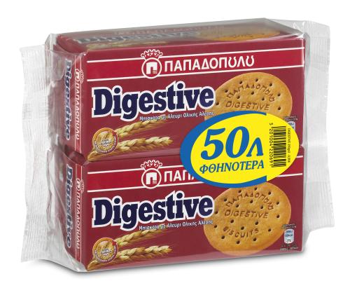 Μπισκότα Digestive Παπαδοπούλου (2x250g) -0.50€