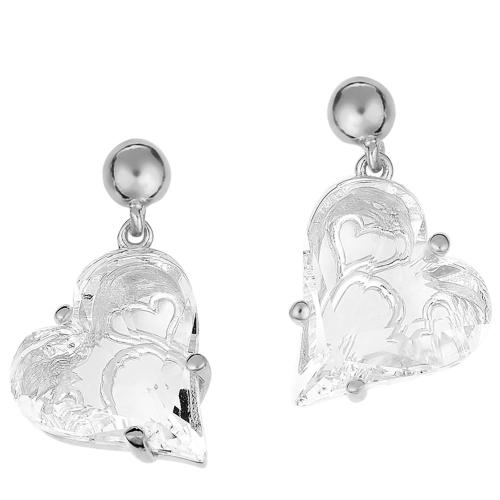 Σκουλαρίκια Καρδιές Σε Ασήμι 925 με λευκή πέτρα P.Q. EUROPEAN CRYSTALS / SK-V134537WL1