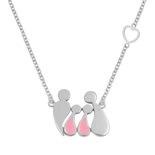 Κολιέ Οικογένεια ( Μπαμπάς, Μαμά, 2 Κορίτσια, Καρδιά ) σε Ασήμι 925 με Επιπλατίνωμα / VERORAMA / AK-V55694V4GGL1