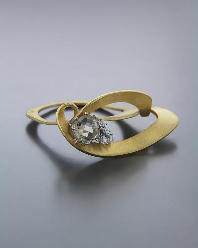 Δαχτυλίδι χειροποίητο χρυσό Κ14 με Citrin & Ζιργκόν