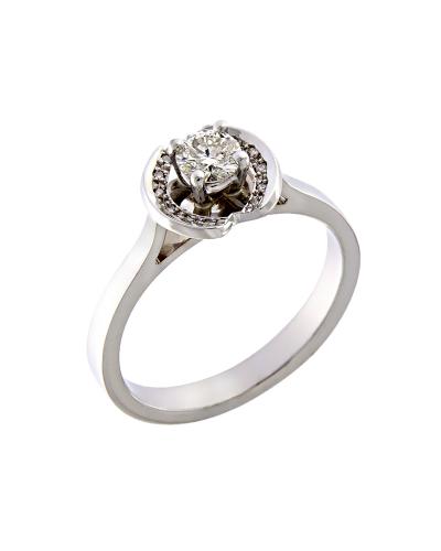 Δαχτυλίδι μονόπετρο λευκόχρυσο Κ18 με διαμάντια