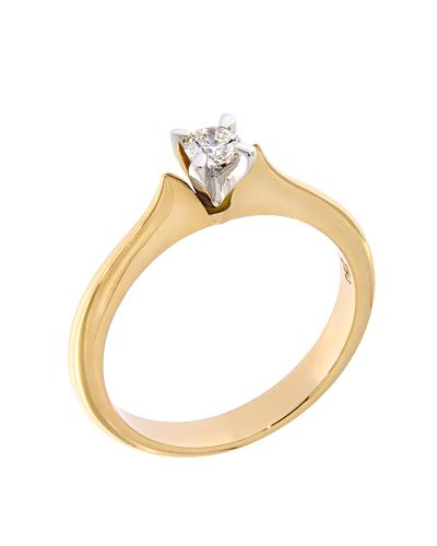 Δαχτυλίδι μονόπετρο ροζ και λευκό χρυσό Κ18 με Διαμάντι
