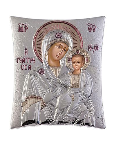 Εικόνα της Παναγίας Γιάτρισσας ασημένια 11.8x14.6cm