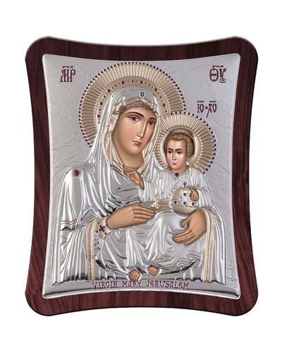 Εικόνα της Παναγίας Ιεροσολυμίτισσας ασημένια 18.6x15.8cm