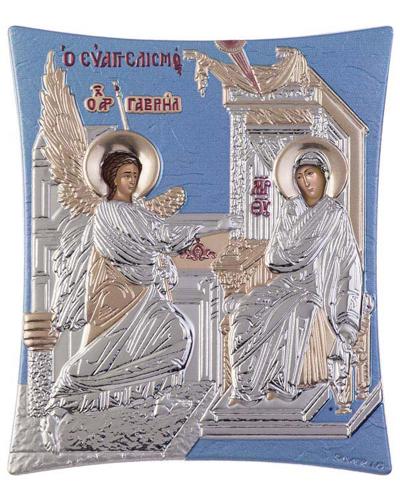 Εικόνα του Ευαγγελισμού της Θεοτόκου ασημένια 20.6x25.5cm