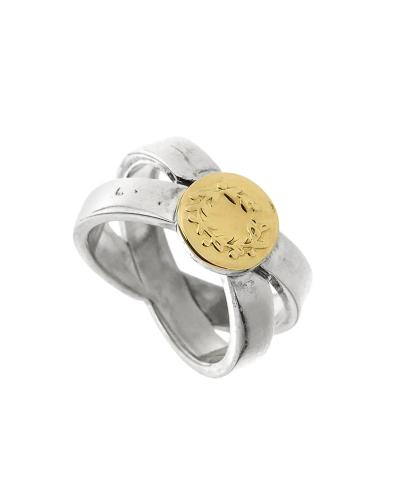 Δαχτυλίδι ασημένιο 925 και χρυσό Κ18 No 52,5