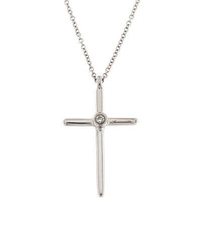Honor Κολιέ σταυρός με αλυσίδα λευκόχρυσο Κ18 με Διαμάντι GP011WDW