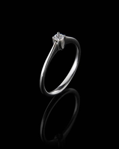 Δαχτυλίδι μονόπετρο λευκόχρυσο Κ18 με Διαμάντι
