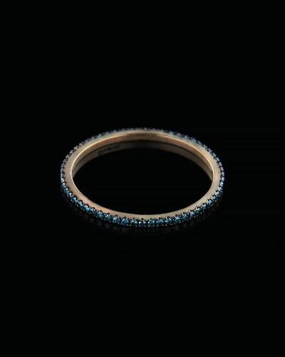 Δαχτυλίδι ολόβερο ροζ χρυσό Κ18 με μπλε διαμάντια