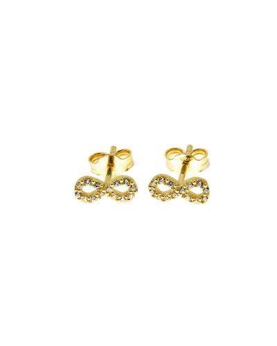 Σκουλαρίκια άπειρο χρυσά Κ14 με ζιργκόν