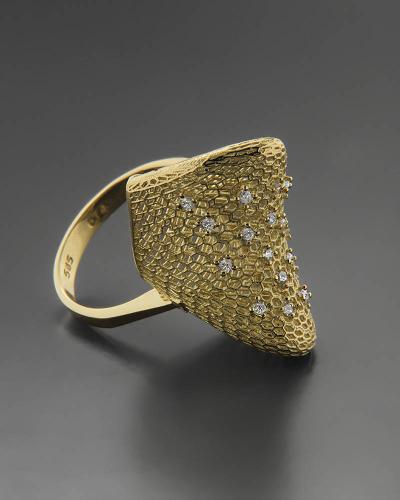 Δαχτυλίδι χρυσό Κ14 με Zιργκόν
