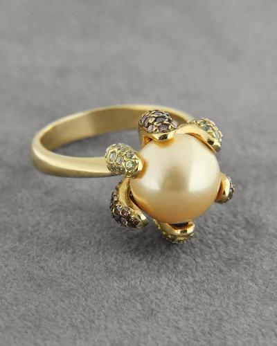 Δαχτυλίδι χρυσό Κ18 με Μαργαριτάρι & Ζιργκόν