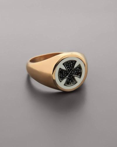 Chevalier δαχτυλίδι ροζ χρυσό Κ9 με Σμάλτο & Zιργκόν
