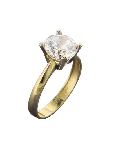 Δαχτυλίδι μονόπετρο χρυσό και λευκόχρυσο Κ14 με Ζιργκόν