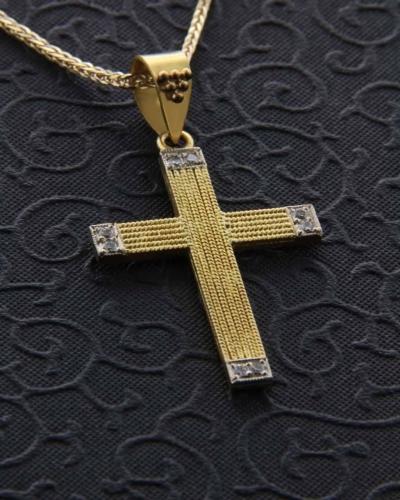 Σταυρός βυζαντινός χρυσός Κ22 με Διαμάντια