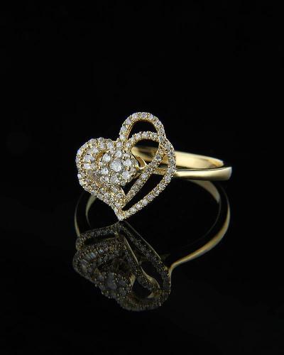Δαχτυλίδι καρδιά χρυσό Κ18 με Διαμάντια