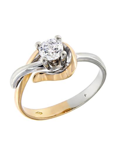 Μονόπετρο δαχτυλίδι λευκόχρυσο και ροζ χρυσό Κ18 με Διαμάντι