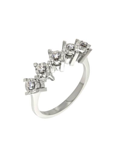 Δαχτυλίδι σειρέ λευκόχρυσο Κ14 με διαμάντια
