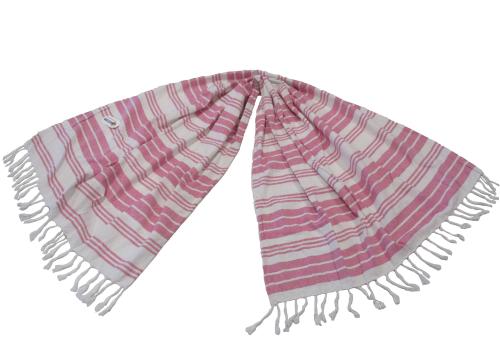 Πετσέτα Θαλάσσης Παρεό δύο όψεων Ροζ Ρίγες (90x180), ΚΟΜΒΟΣ