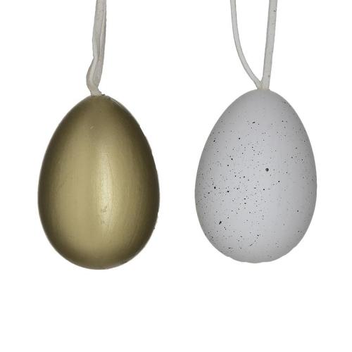 S/6 αυγο ξυλινο 2 χρωματα λευκο/χρυσο 1-70-686-0048, inart