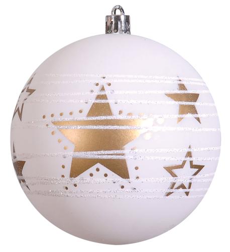 Λευκή Πλαστική Χριστουγεννιάτικη Μπάλα 10cm 224046 Σετ 4 τεμ.