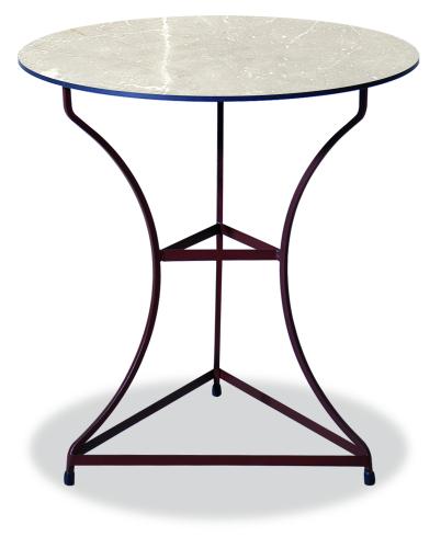 Αγαλβάνιστο Στρογγυλό Τραπέζι Με Επιφάνεια Compact Hpl Μπέζ Φ58 x 74(h)cm