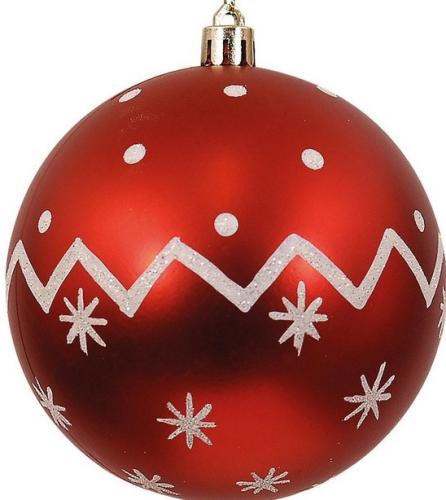Κόκκινη Πλαστική Χριστουγεννιάτικη Μπάλα 10cm Σετ 4 τεμ.