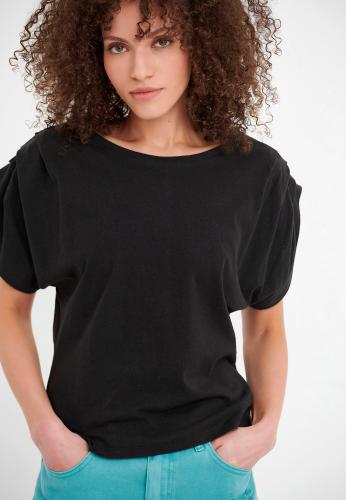 Μονόχρωμη μπλούζα με λινό
