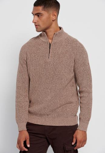 Βαμβακερό πουλόβερ με φερμουάρ στο λαιμό
