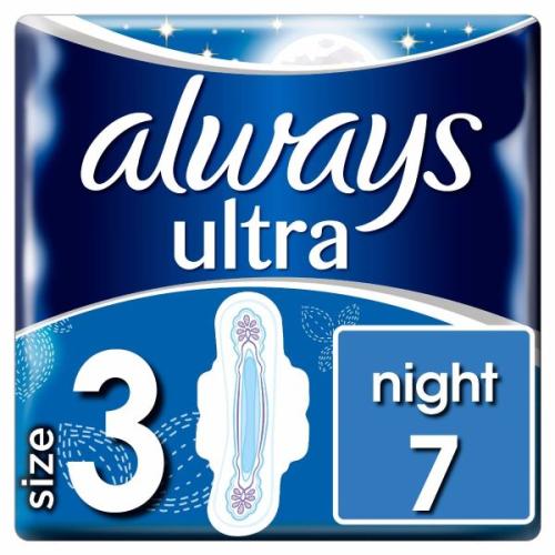 Always Ultra Night (Μέγεθος 3) Σερβιέτες Με Φτερά 7 Τεμάχια