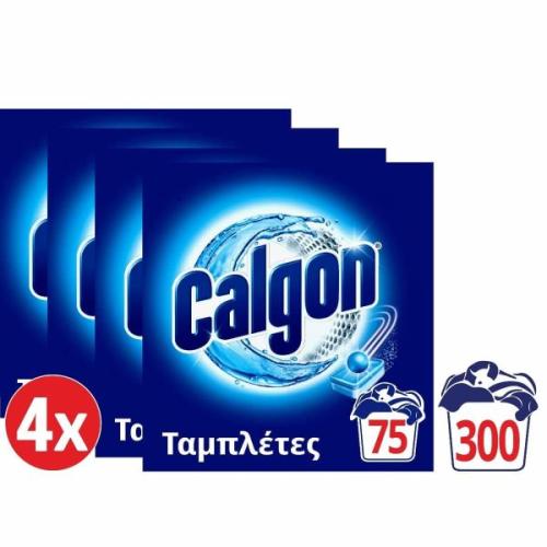Calgon Αποσκληρυντικό Νερού Πλυντηρίου Ρούχων 300 Ταμπλέτες (4*75)