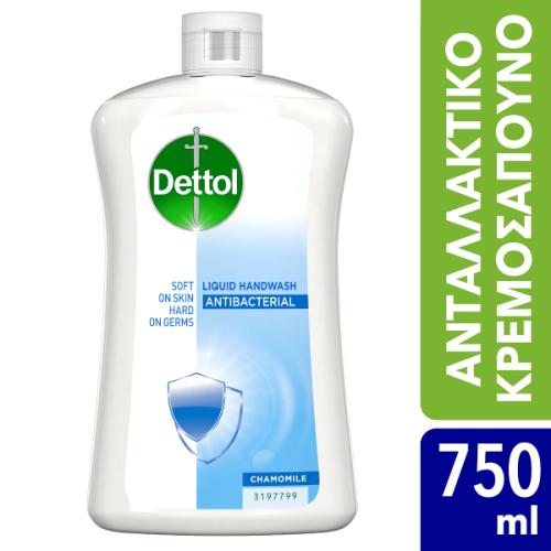 Dettol Αντιβακτηριδιακό Υγρό Κρεμοσάπουνο Χαμομήλι (Θρεπτικό) Ανταλλακτικό 750ml