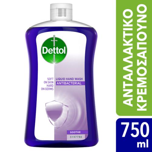 Dettol Αντιβακτηριδιακό Υγρό Κρεμοσάπουνο Λεβάντα (Χαλαρωτικό) Ανταλλακτικό 750ml