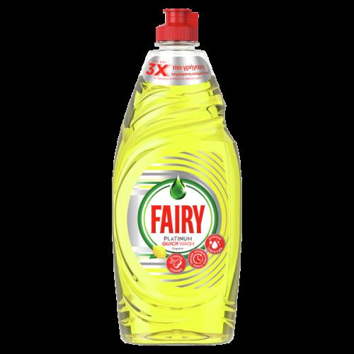 Fairy Platinum Quickwash Λεμόνι Υγρό Πιάτων Με Γρήγορη Δράση - 654 ml